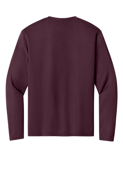 Rear View of Maroon A4 Cooling Performance Long Sleeve Tee A4N3165 plain