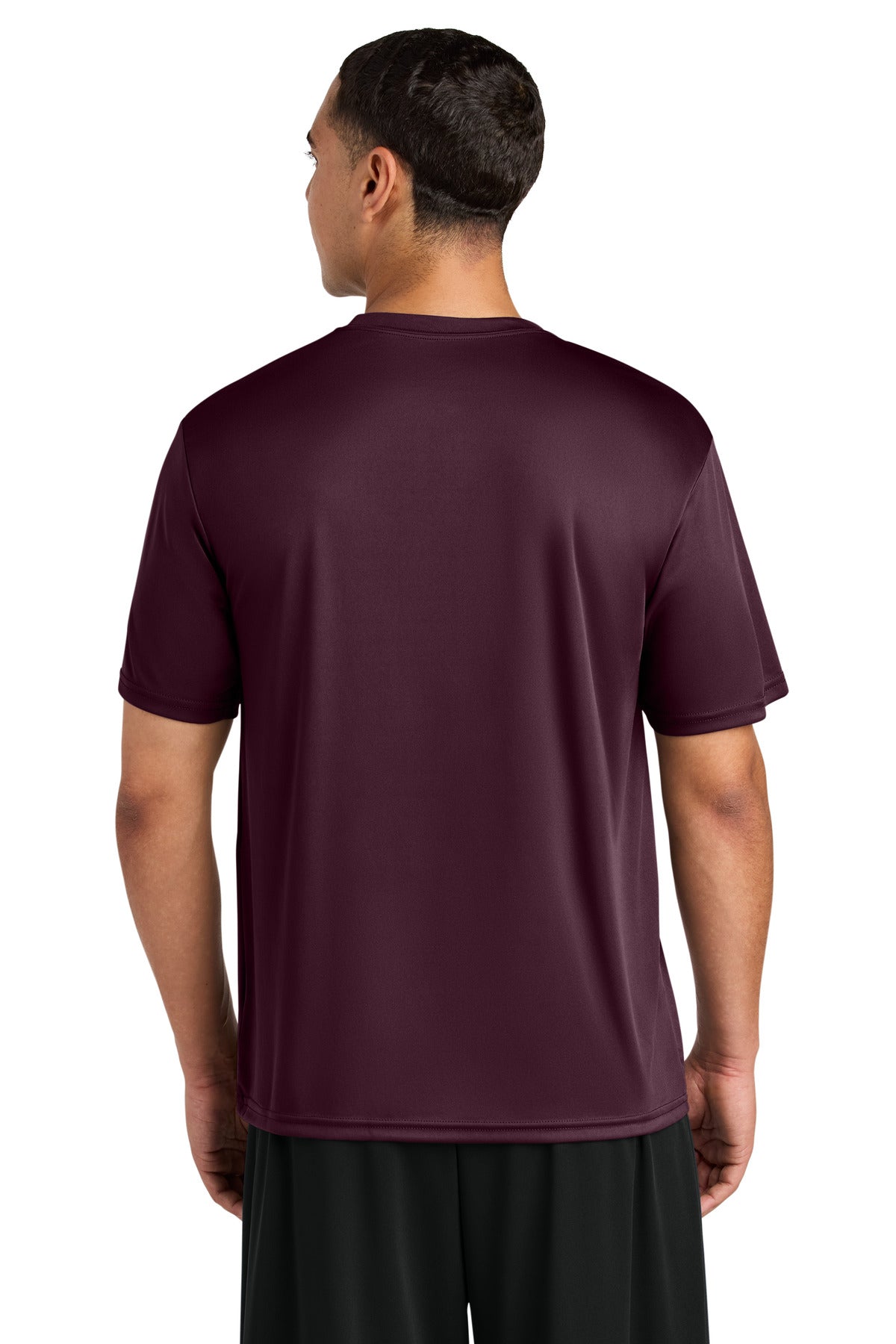 Rear View of Maroon A4 Cooling Performance Short Sleeve Tee A4N3142 plain