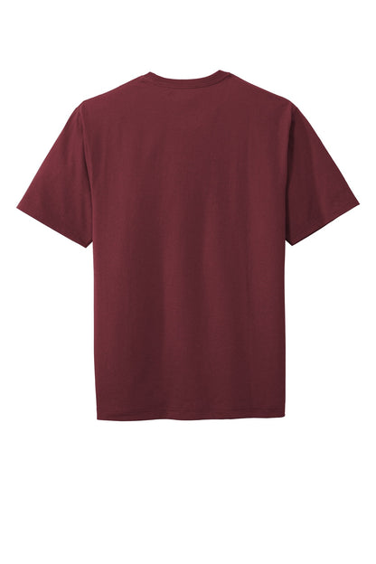 Rear View of Maroon CornerStone Workwear Pocket Tee CS430 plain