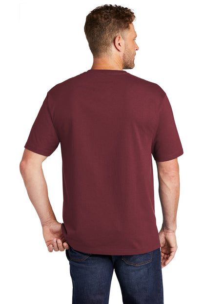 Rear View of Maroon CornerStone Workwear Pocket Tee CS430 plain