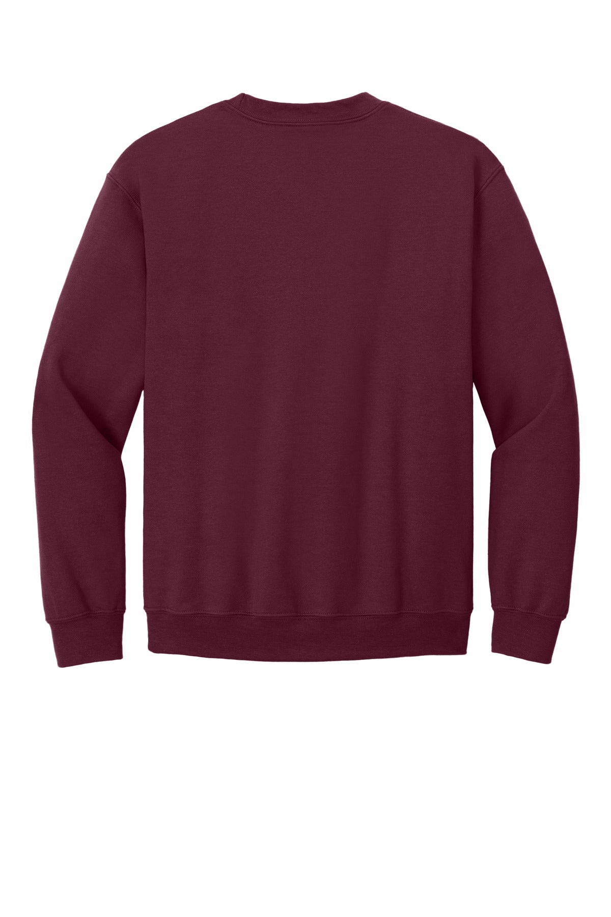 Rear View of Maroon Gildan Heavy Blend Crewneck Sweatshirt. 18000 plain