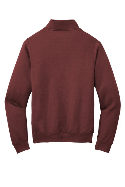 Rear View of Maroon Port & Co Core Fleece 1/4-Zip Pullover Sweatshirt PC78Q