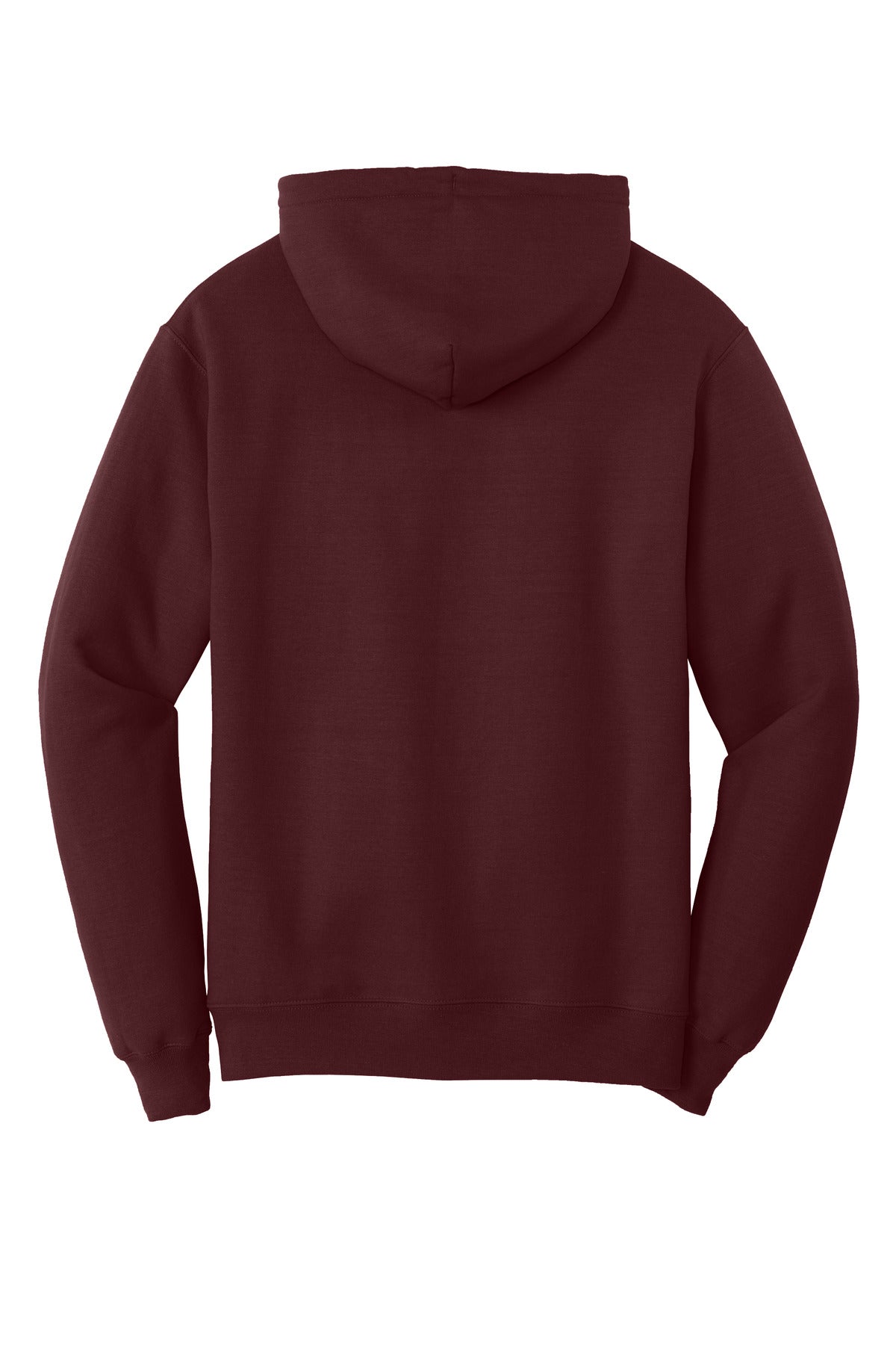 Rear View of Maroon Port & Co Core Fleece Pullover Hooded Sweatshirt. PC78H