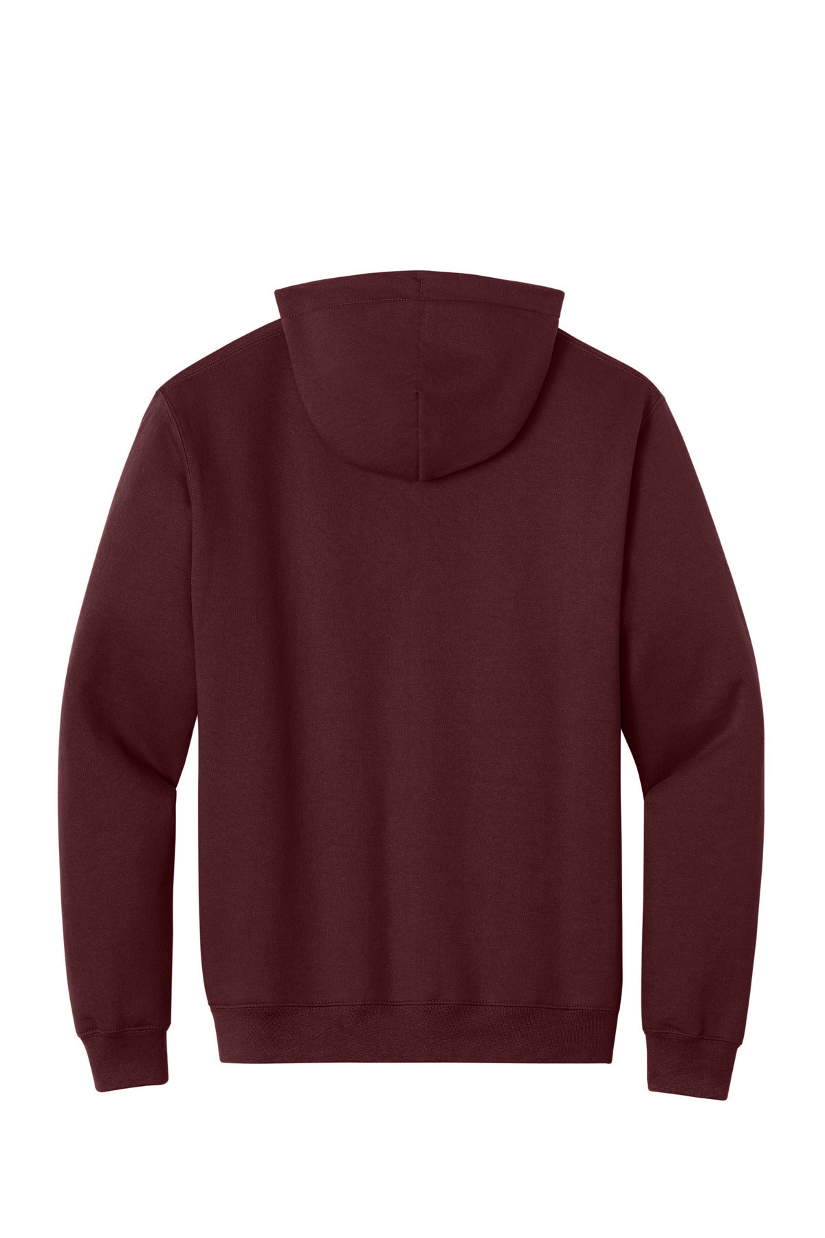 Rear View of Maroon Port & Co Tall Essential Fleece Pullover Hooded Sweatshirt. PC90HT plain