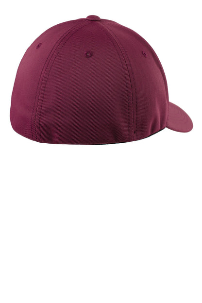 Rear View of Maroon Sport-Tek Flexfit Performance Solid Cap. STC17 plain