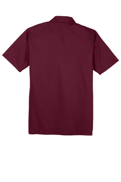 Rear View of Maroon Sport-Tek PosiCharge Active Textured Polo. ST690 plain
