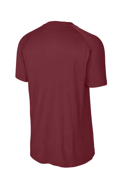 Rear View of Maroon Sport-Tek PosiCharge Competitor 2-Button Henley ST359 plain