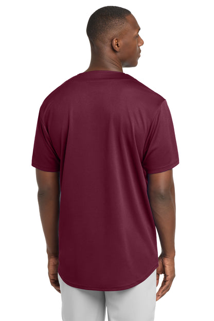 Rear View of Maroon Sport-Tek PosiCharge Tough Mesh Full-Button Jersey. ST220 plain