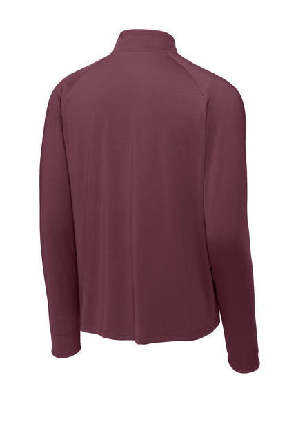 Rear View of Maroon Sport-Tek Sport-Wick Stretch 1/4-Zip Pullover. ST850 plain