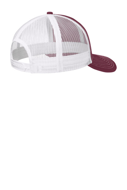 Rear View of Mar/White Port Authority Snapback Trucker Cap. C402 plain