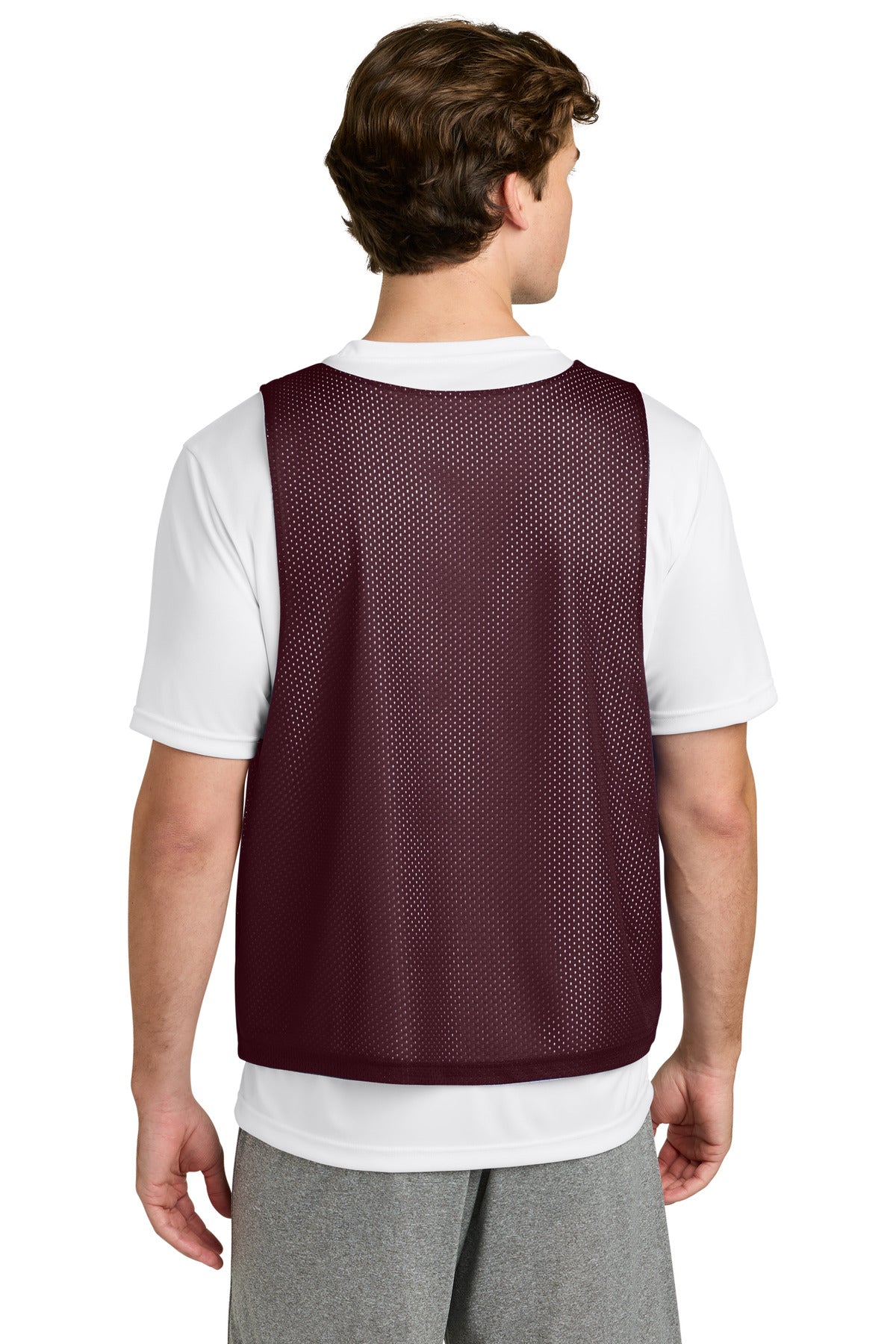 Rear View of Mar/White Sport-Tek Lacrosse Reversible Pinnie ST512 plain