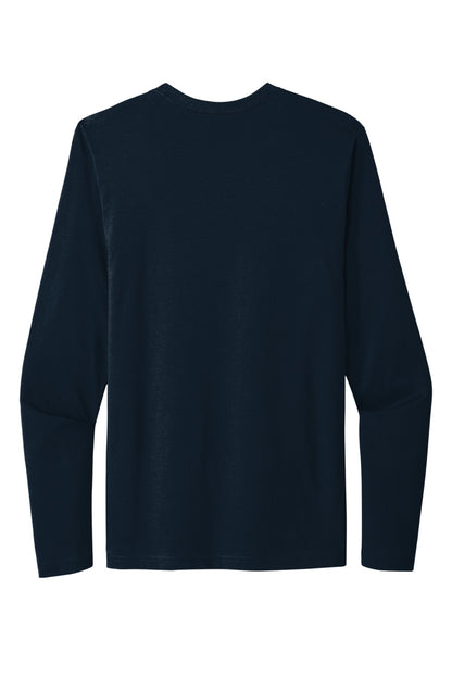 Rear View of MdntNavy Next Level Apparel Cotton Long Sleeve Tee. NL3601 plain