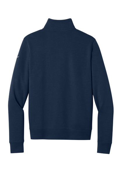 Rear View of MdntNavy Nike Women's Club Fleece Sleeve Swoosh 1/2-Zip NKDX6720 plain