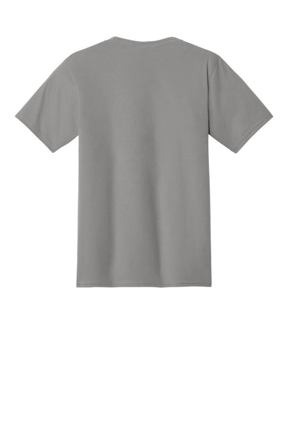 Rear View of Medium Grey Port & Co Fan Favorite Tee. PC450 plain
