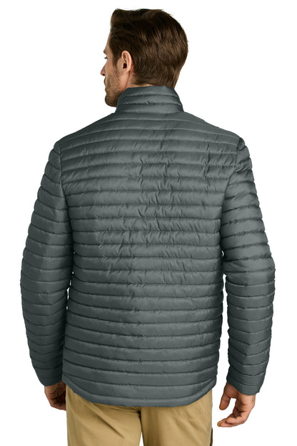 Rear View of MetalGrey Eddie Bauer Packable Quilted Full-Zip EB514 plain