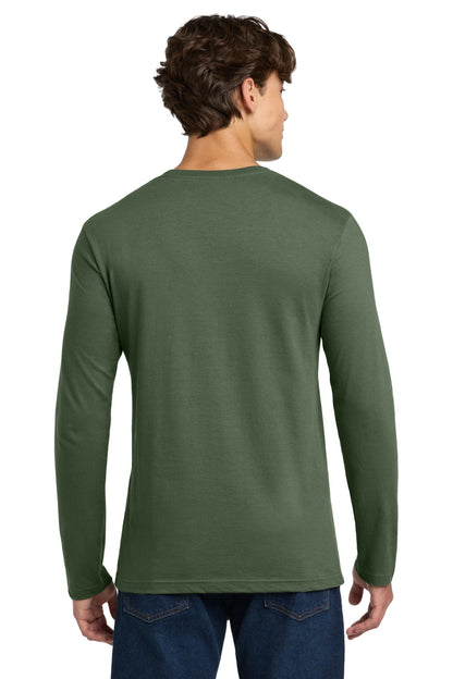 Rear View of MilGreen Gildan Softstyle Long Sleeve T-Shirt. 64400 plain