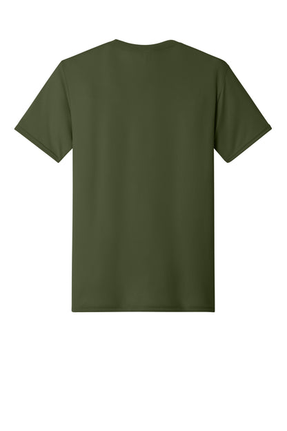 Rear View of MilGreen Jerzees Dri-Power 100% Polyester T-Shirt. 21M plain