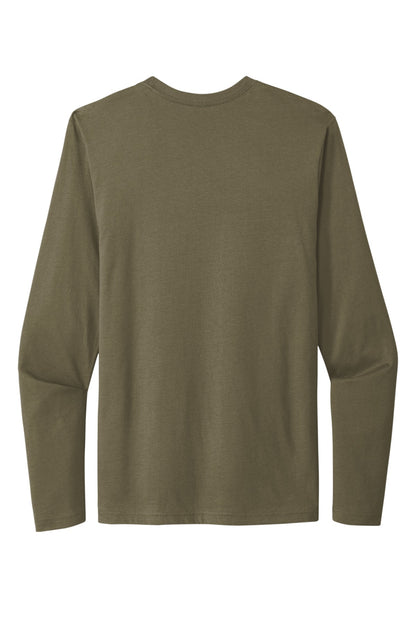 Rear View of MilGreen Next Level Apparel Cotton Long Sleeve Tee. NL3601 plain