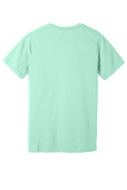 Rear View of Mint BELLA+CANVAS Unisex Jersey Short Sleeve Tee. BC3001 plain