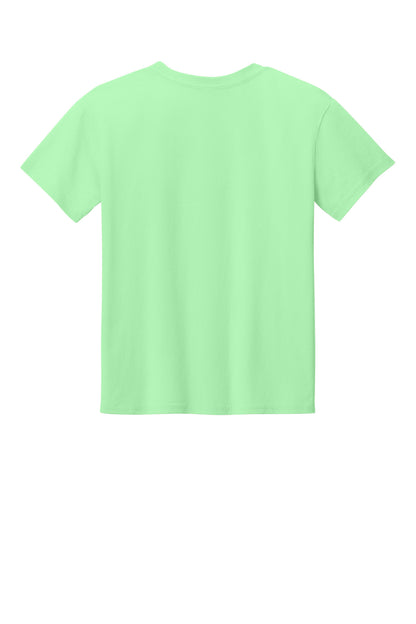 Rear View of MintGreen Gildan Youth Light Cotton Tee 3000B plain