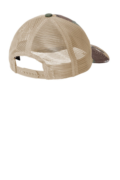 Rear View of MlCamo/Khk Port Authority Distressed Mesh Back Cap C600 plain