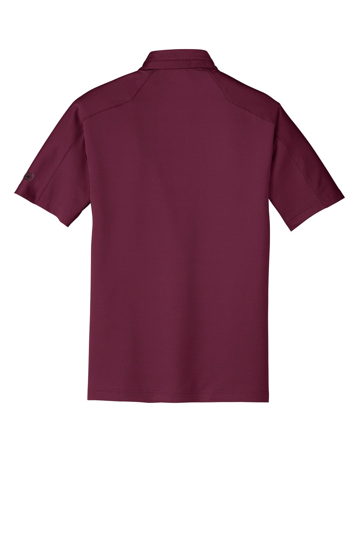 Rear View of Molten Maroon OGIO Linear Polo. OG1030 plain