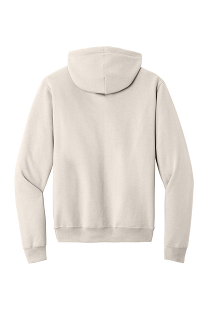 Rear View of Natural Port & Co Core Fleece Pullover Hooded Sweatshirt. PC78H plain