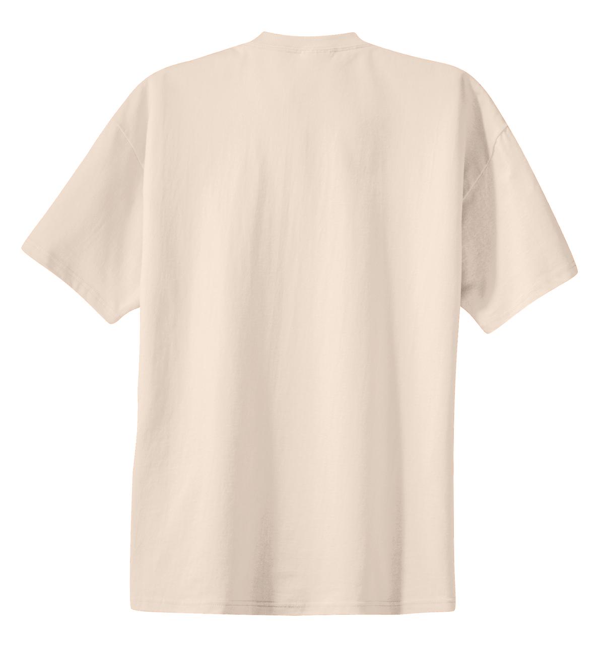 Rear View of Natural Port & Co Essential Tee. PC61 plain