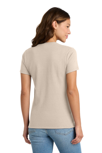 Rear View of Natural Port & Co Women's Essential Tee. LPC61 plain