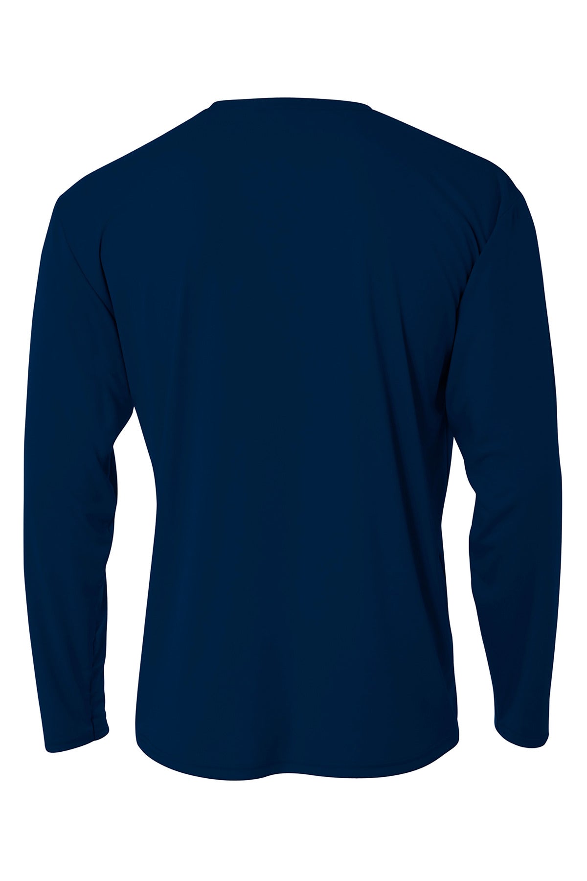 Rear View of Navy A4 Cooling Performance Long Sleeve Tee A4N3165 plain