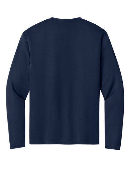 Rear View of Navy A4 Cooling Performance Long Sleeve Tee A4N3165 plain