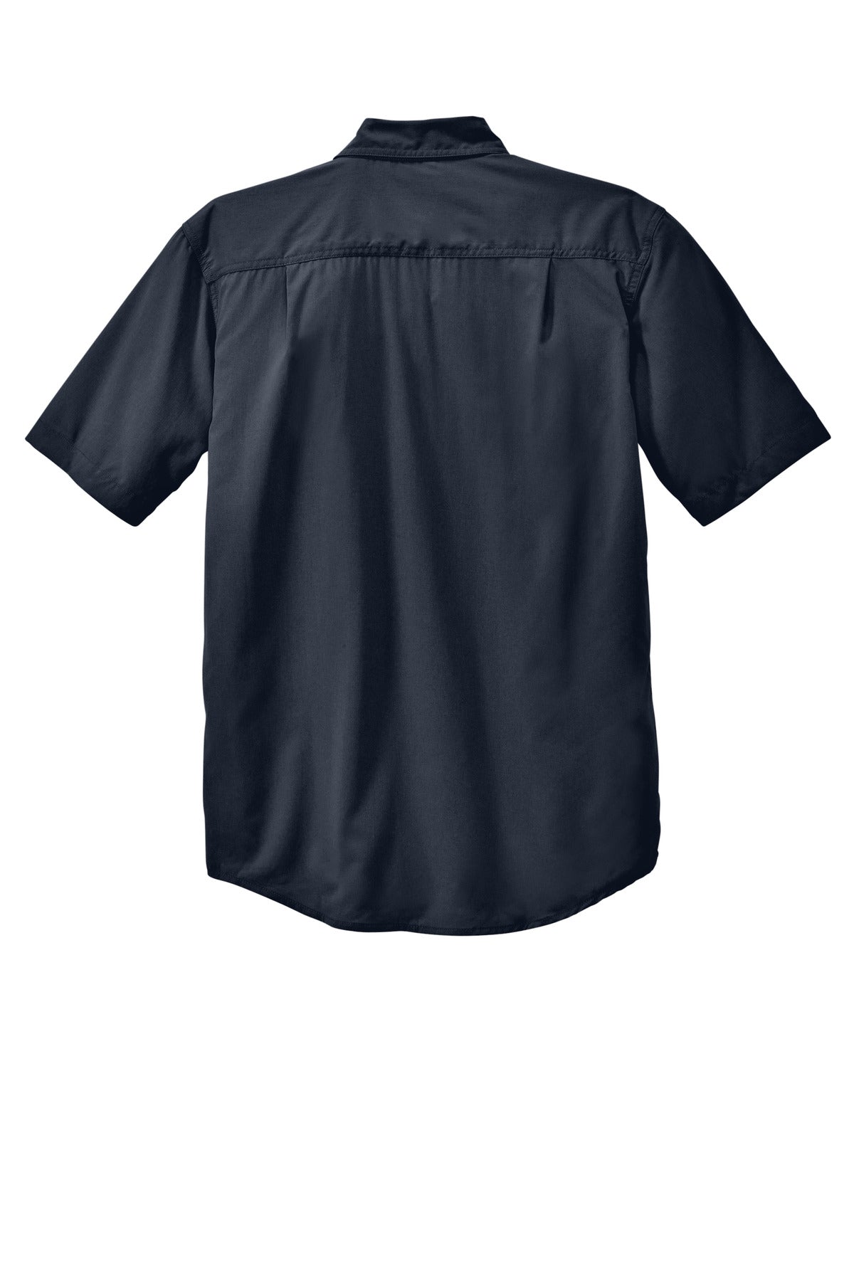 Rear View of Navy Carhartt Force Solid Short Sleeve Shirt CT105292 plain