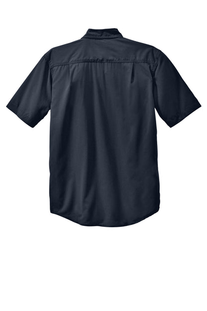 Rear View of Navy Carhartt Force Solid Short Sleeve Shirt CT105292 plain