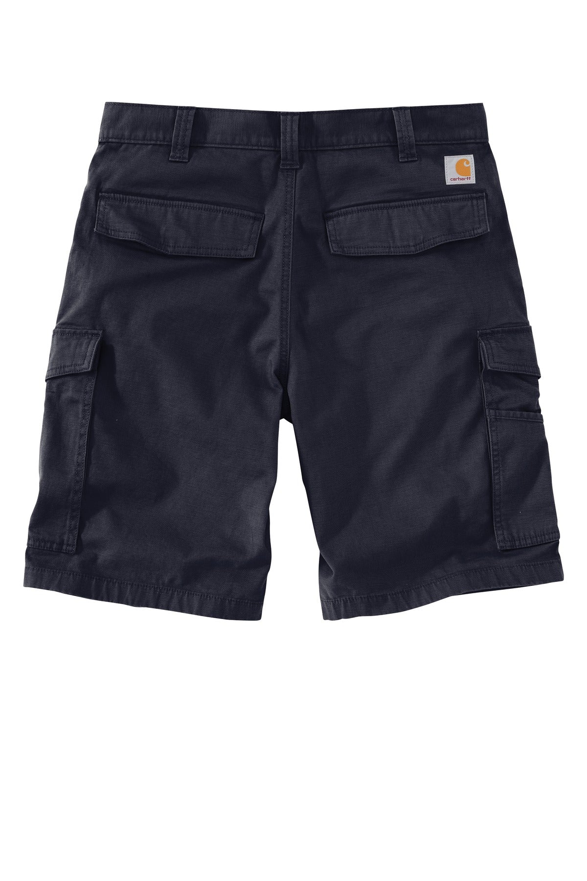 Rear View of Navy Carhartt Rugged Flex Rigby Cargo Short CT103542 plain