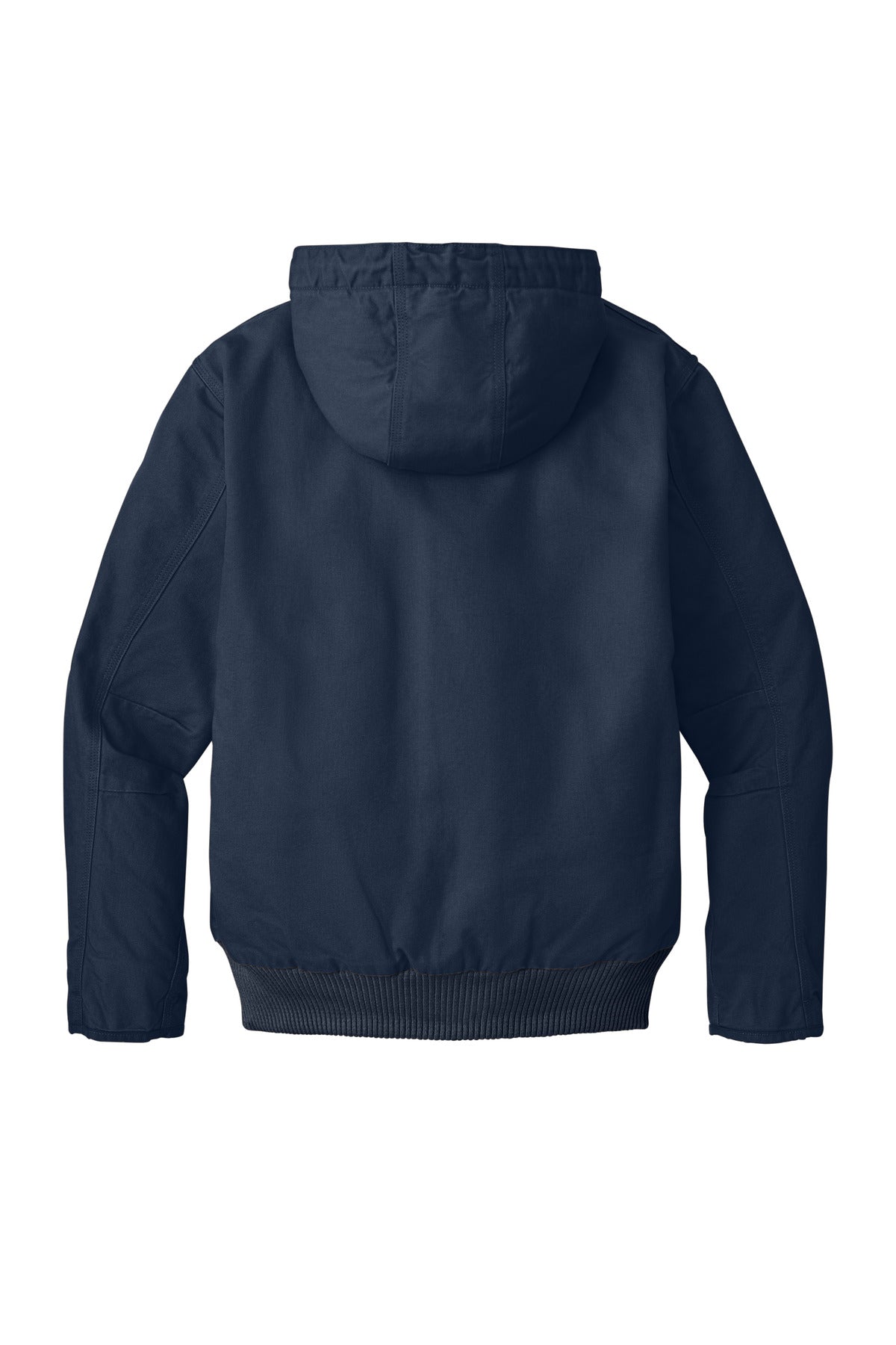 Rear View of Navy Carhartt Washed Duck Active Jac. CT104050 plain