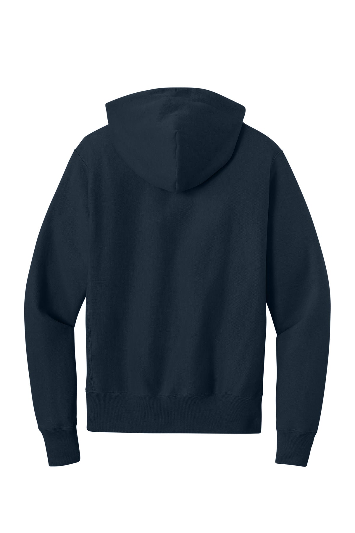 Rear View of Navy Champion Reverse Weave Hooded Sweatshirt S101 plain