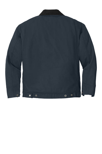 Rear View of Navy CornerStone Tall Duck Cloth Work Jacket. TLJ763 plain
