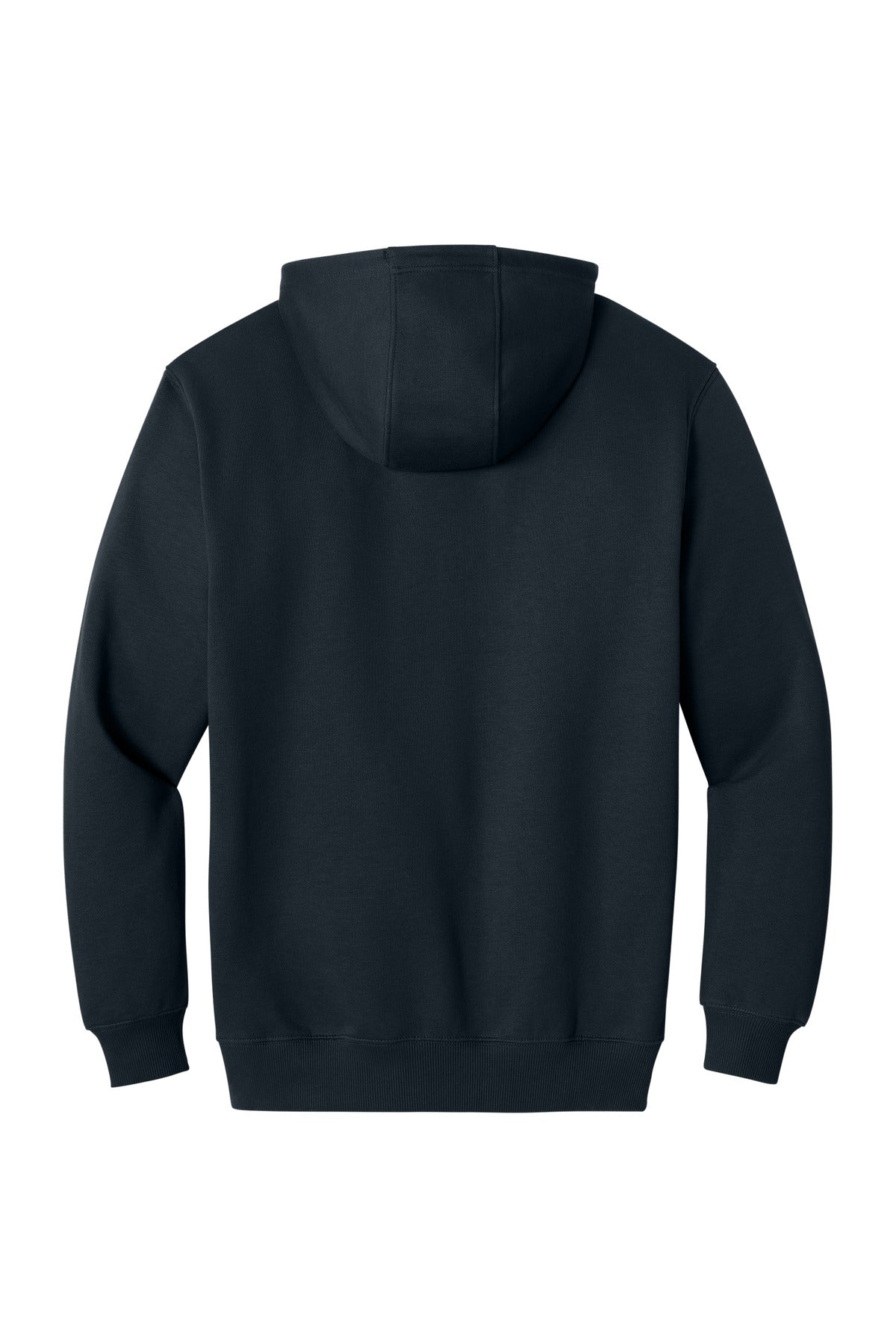 Rear View of Navy CornerStone Tough Fleece Pullover Hoodie CSF630 plain