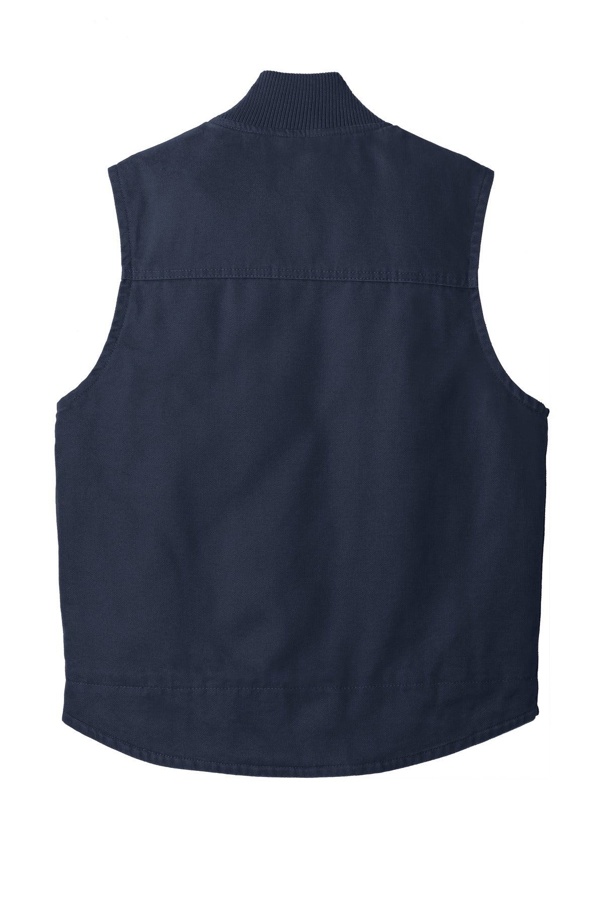 Rear View of Navy CornerStone Washed Duck Cloth Vest. CSV40 plain