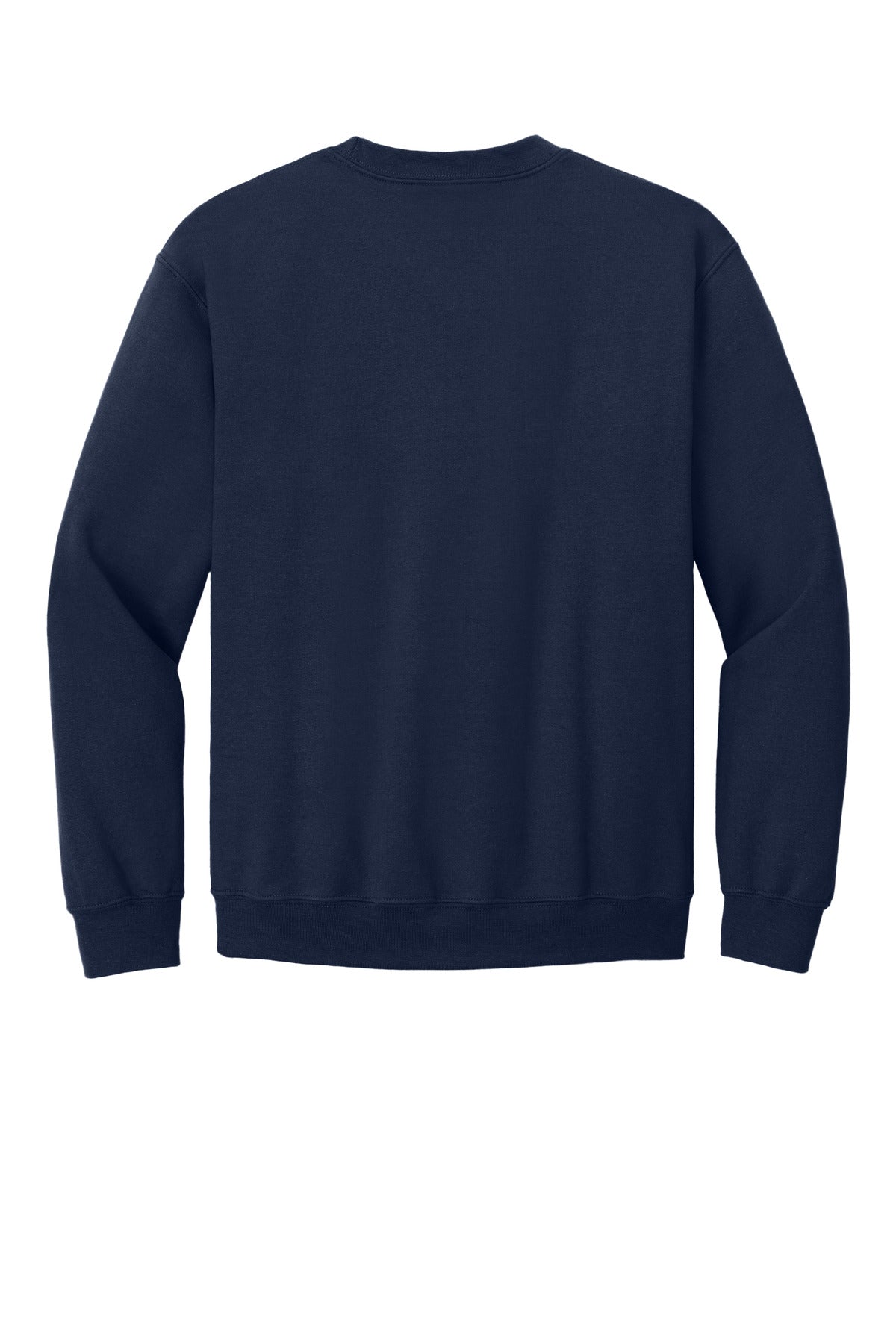 Rear View of Navy Gildan Heavy Blend Crewneck Sweatshirt. 18000 plain