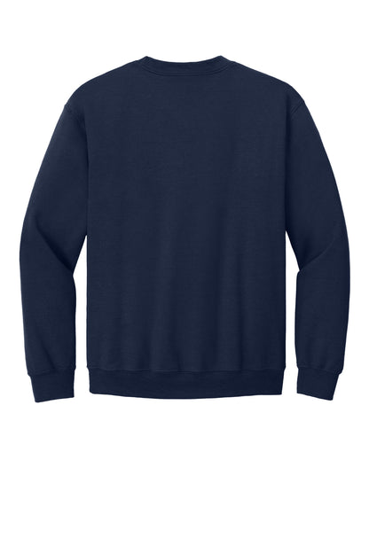 Rear View of Navy Gildan Heavy Blend Crewneck Sweatshirt. 18000 plain