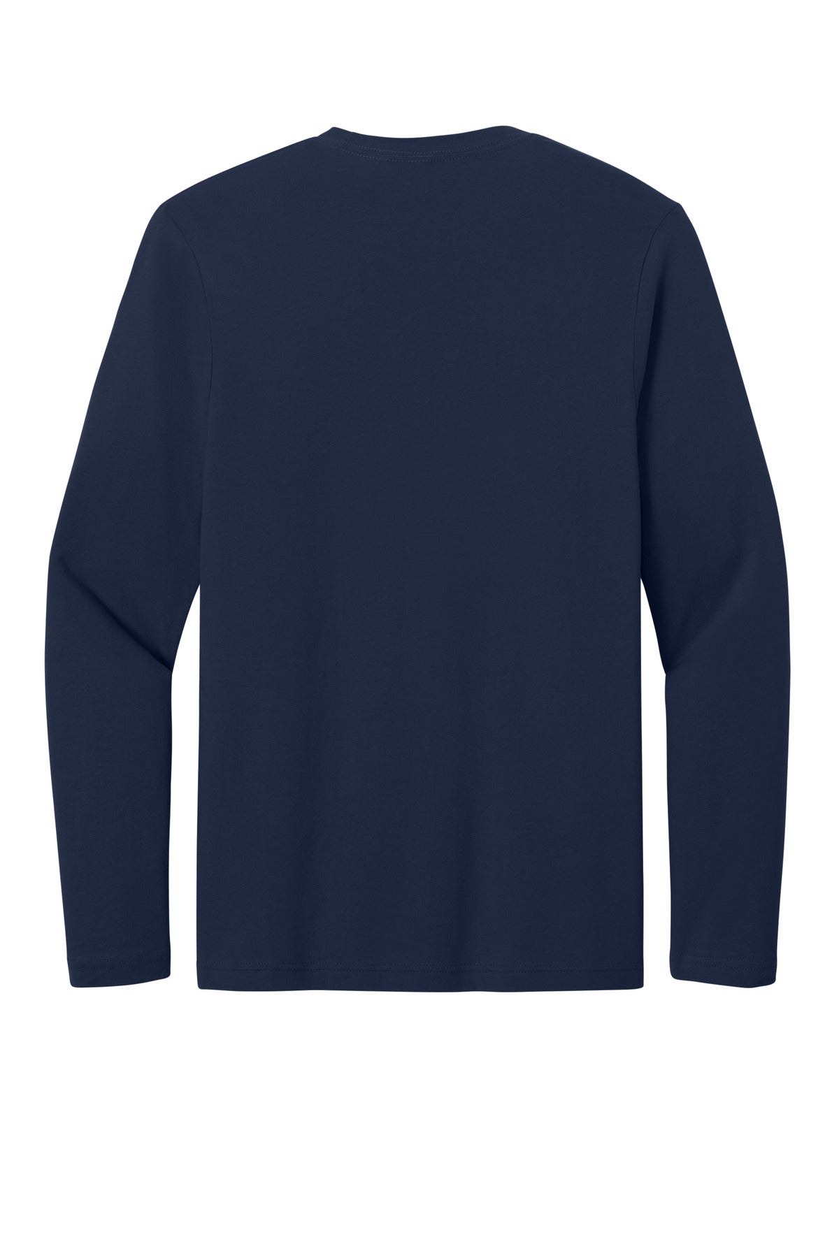 Rear View of Navy Gildan Softstyle Long Sleeve T-Shirt. 64400 plain
