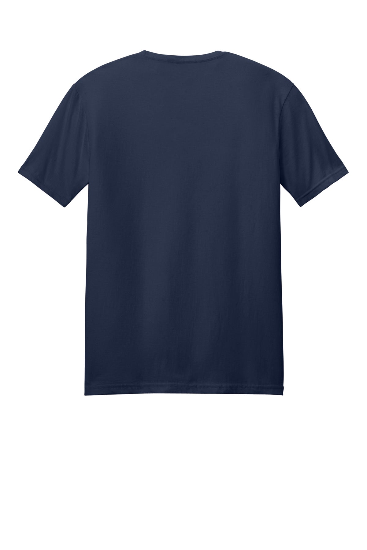 Rear View of Navy Gildan Softstyle T-Shirt. 64000 plain