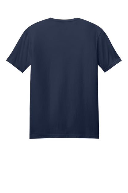 Rear View of Navy Gildan Softstyle T-Shirt. 64000 plain