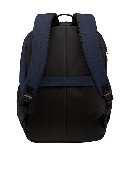 Rear View of Navy Heather Port Authority Vector Backpack. BG209 plain