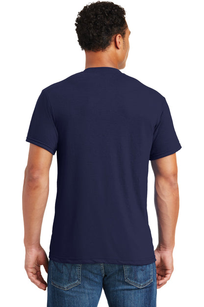 Rear View of Navy Jerzees Dri-Power 100% Polyester T-Shirt. 21M plain