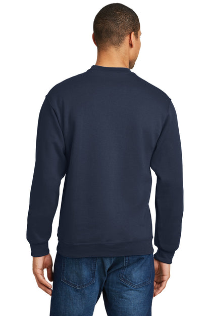 Rear View of Navy Jerzees - NuBlend Crewneck Sweatshirt. 562M plain