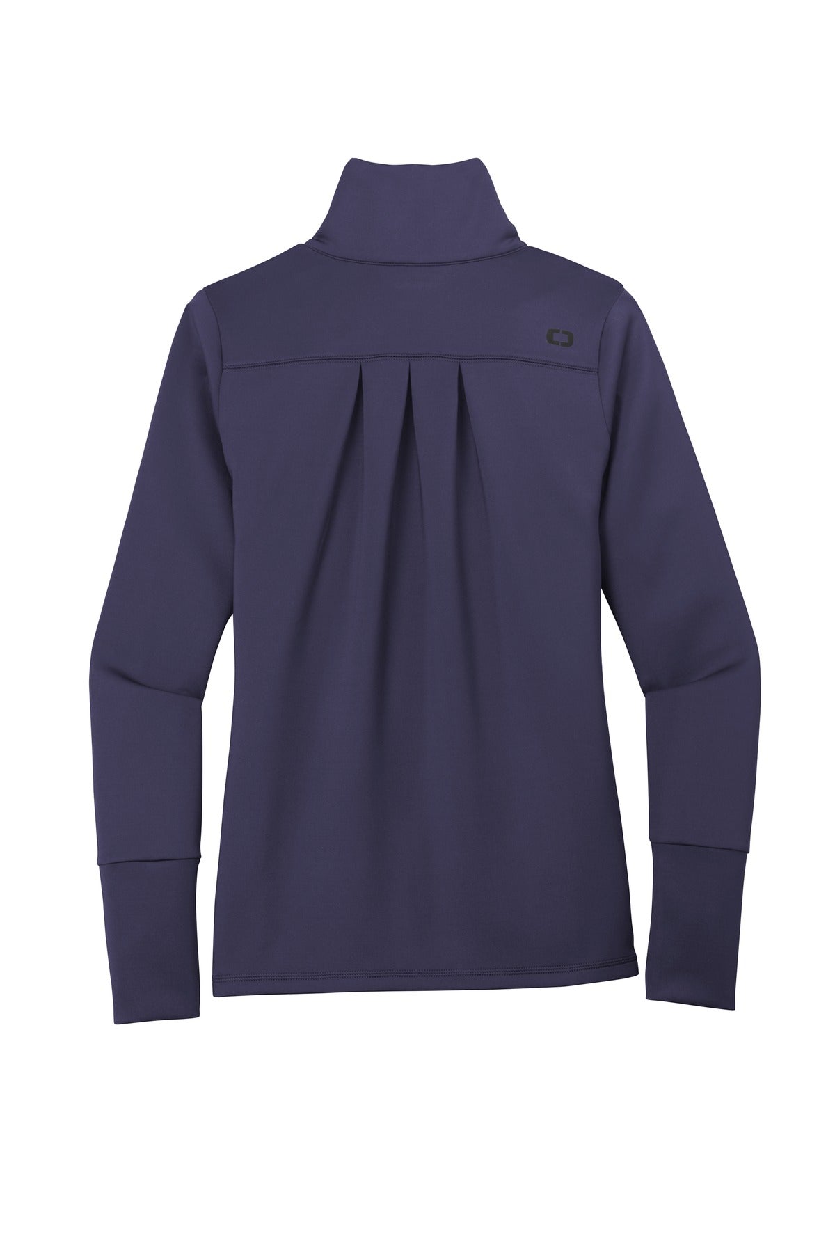 Rear View of Navy OGIO Women's Modern Performance Full-Zip. LOE703 plain