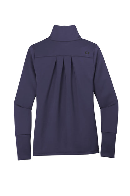 Rear View of Navy OGIO Women's Modern Performance Full-Zip. LOE703 plain