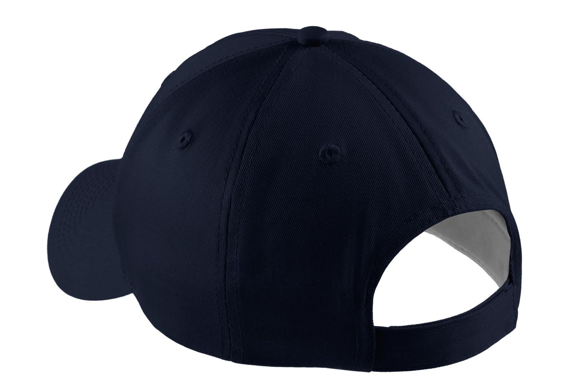 Rear View of Navy Port Authority Five-Panel Twill Cap. CP86 plain